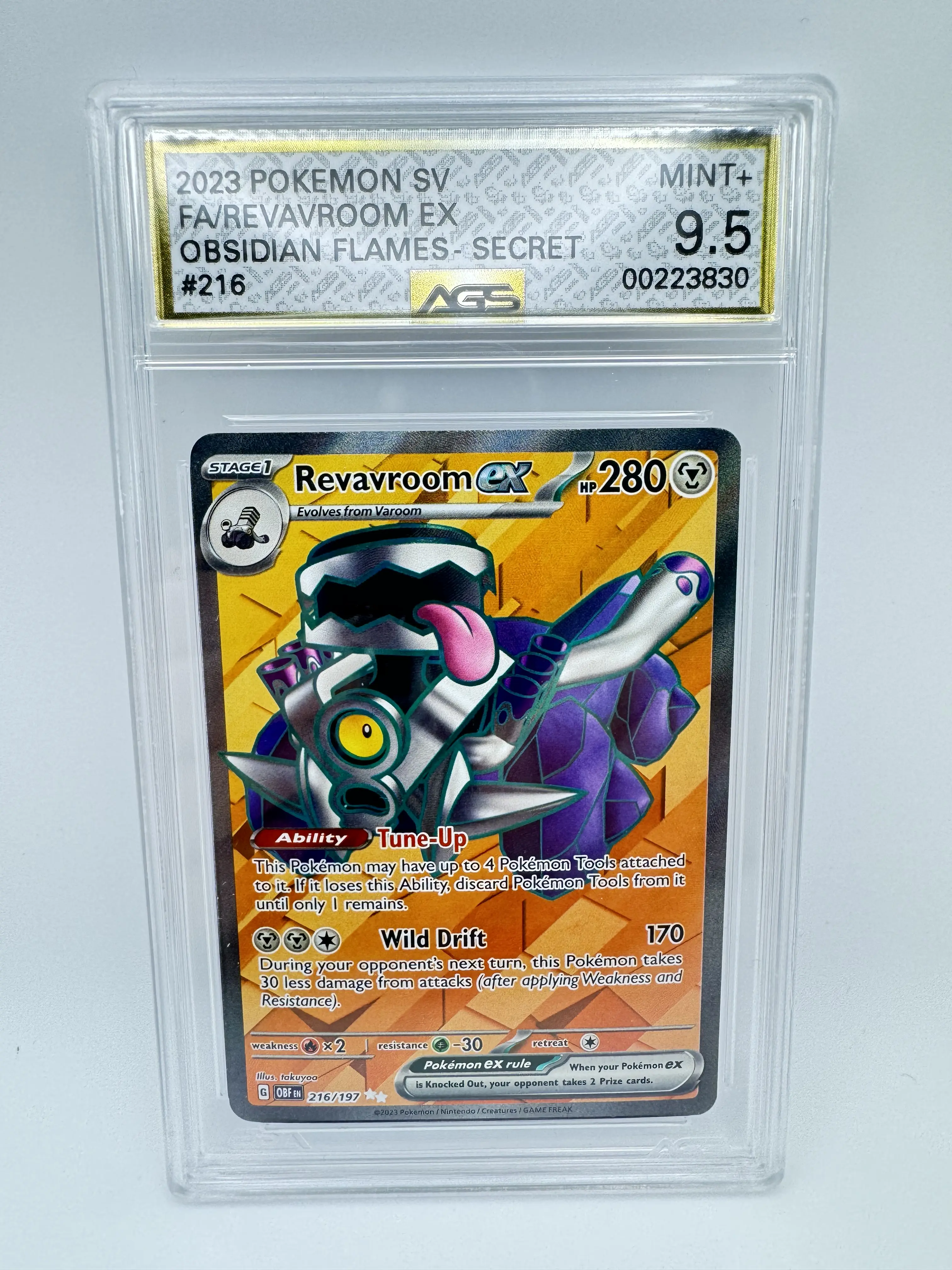 Graded AGS 9.5 Revavroom 2023 Obsidian Flames 216 Holographic Pokemon Card