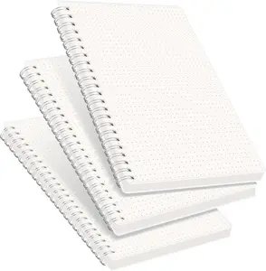 Dotted Journal Notebook, 3-Pack, 160 Pages per Pack, A5 Medium Size (5.7''  8.3''), 100 GSM Thick Paper, Spiral-bound, Flexible Plastic Cover, for  Journaling, Planning