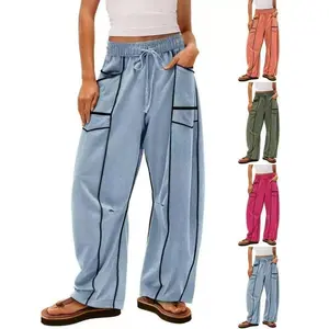 WomensBaggyBarrelPantsWideLegLoungeDrawstringSweatpantswithPocketsWomenswearBottomWomen'sHighWaistFlareLeggingsbreathabletummycontrolyogapantloosefittingtrouser