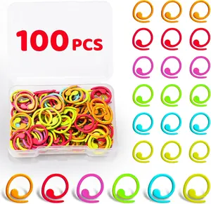 100 count Metal Stitch Markers, Spiral-Shaped Stitch Markers for Crocheting, Colorful Crochet Ring, Crochet Markers for Crocheting and Knitting with Storage Box