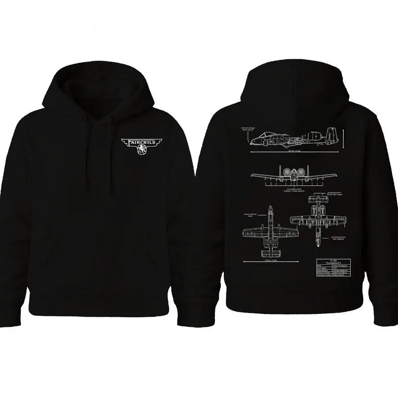 A10 Warbog Blueprint Hoodie Vintage Fairchild Graphic Tee Military Enthusiast Streetwear Clothing Gift for Men Breathable Printing Top Menswear Car Enthusiast Gift For Men