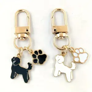 Dog & Paw Print Enamel Keychain with Lightweight Construction - Cute Pet Charm with Golden-Tone Clasp, Ideal Gift for Dog Lovers, Perfect for Purse & Car Key Decoration, Dog Accessories