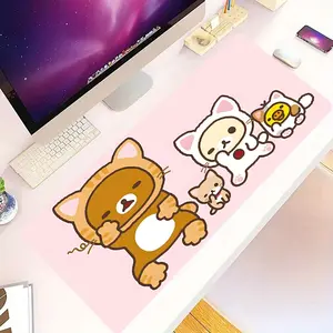 Rilakkuma Gaming Mouse Pad - Cute Anime Character Design, Non-Slip Rubber Base, Soft Pink Surface for Home Office & Bedroom