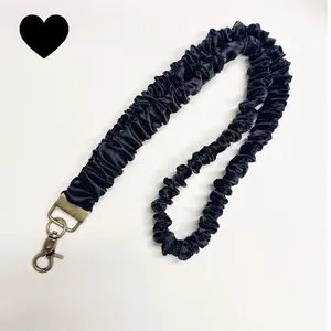 Stretchy Scrunchie Lanyard for ID Badges & Keys Durable Lightweight Rotatable Metal Base Sturdy Spring Clasp Adjustable Comfort Hypoallergenic Fabric Expandable 17.5" to 30" Perfect for Work Travel Gym
