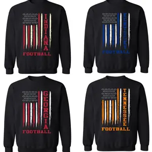 College Team Color American Flag Sweatshirt – Black, Front Team Logo & Back Flag Print, Custom Your Team, Unisex Shirt for Game Day, 4th of July, Casual Wear for Men & Women