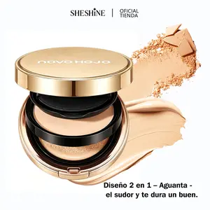 【A】SHESHINE NOVO-Cushion BB + Polvo Compacto 2-en-1 Base de Maquillaje con Protección Solar SPF 35+ y Ácido Hialurónico para Piel Radiante y Control de Brillo en 30 Segundos SHESHINE2002