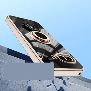 For Google Pixel 9a 6D Astronaut Electroplated Ring Stand Phone Case HNTKR-0102