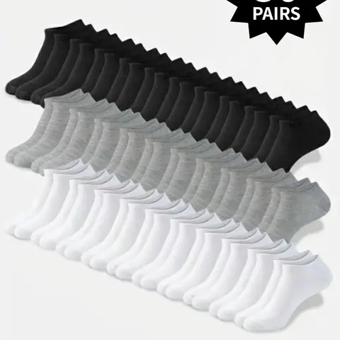40/30/15 Double-Pack Solid-Color Men's Short Socks Comfort Breathable Socks for Everyday Wear Men's Socks, White Socks, Casual Comfy Socks, Disposable