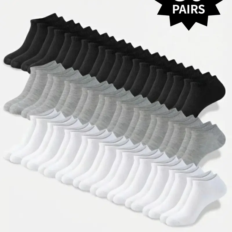 40/30/15 Double-Pack Solid-Color Men's Short Socks Comfort Breathable Socks for Everyday Wear Men's Socks, White Socks, Casual Comfy Socks, Disposable