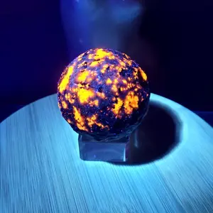 2" Emberlite Full Moon Yooperlite Sphere Ball UV Glow Stone Crystal Decor Gift, Crystal Collection, 1 Pcs