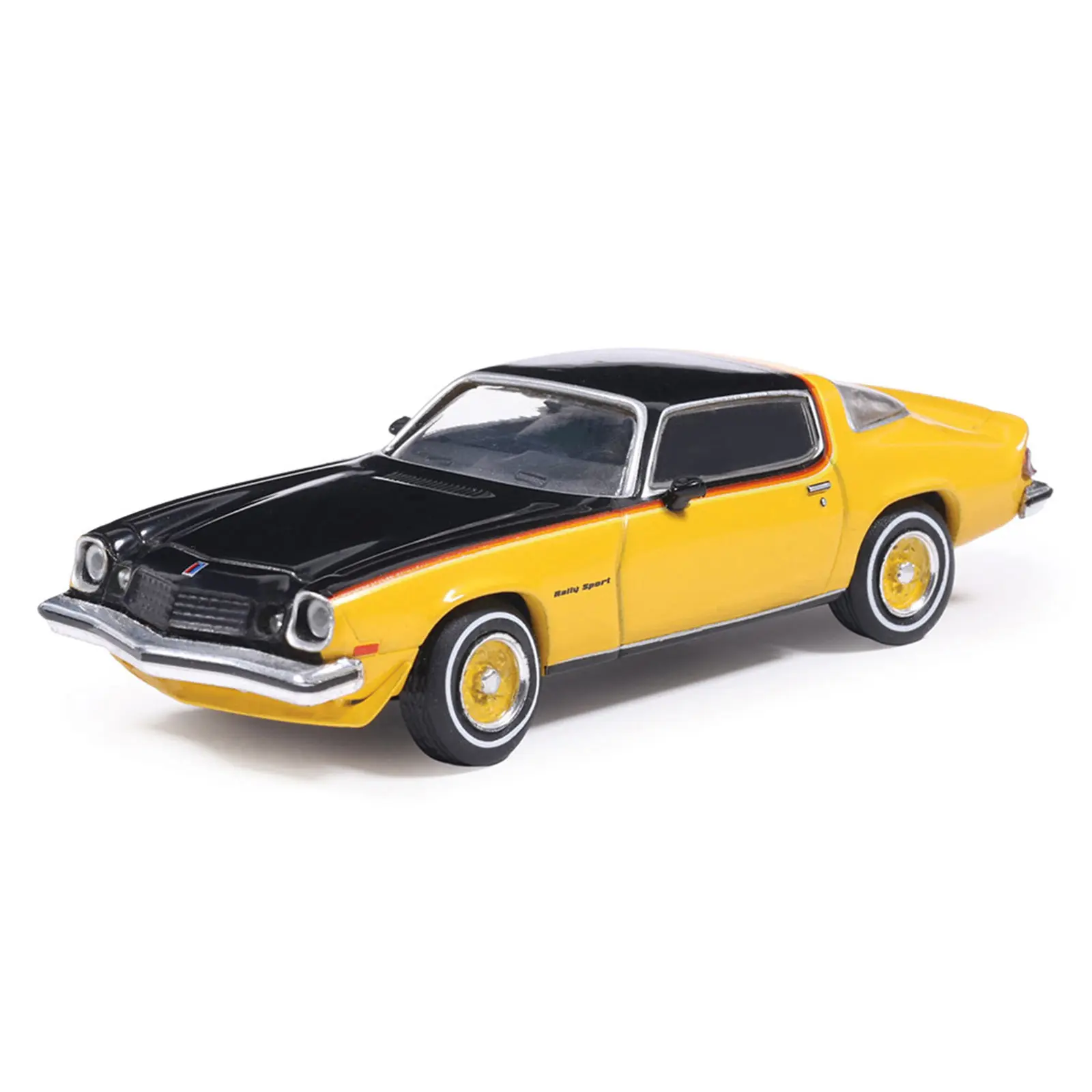 1976 Chevrolet Camaro Rally Sport Black and Yellow with Red Stripes 1/64 Diecast Model Car by IXO Models