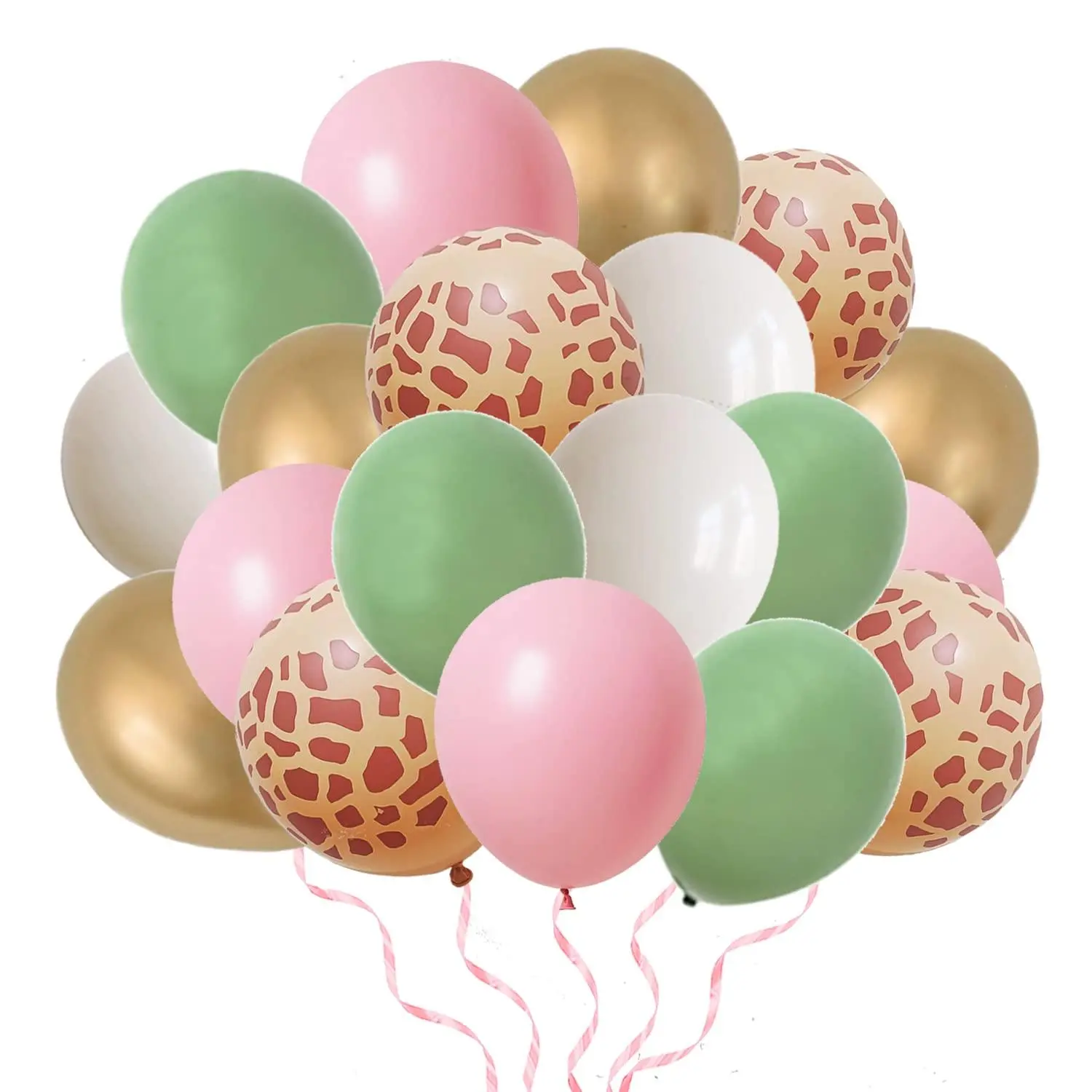 80Pcs Jungle Safari Balloons Party Balloons Set Animal Printed Pink Sage Green Balloons Wild One Giraffe Leopard Safari Baby Shower Decorations For Girl Birthday Party Supplies