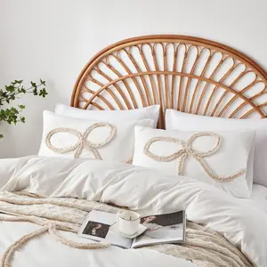 2-Piece Bow Pattern Pillow Covers, 20x30 Inches, Soft & Cozy Bedding Accessories, Boho Bedding, Perfect for Home Decor  No Includes Pillows- Queen