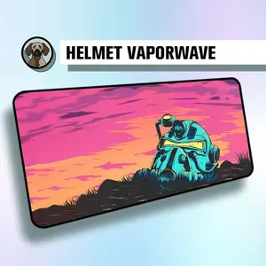 Premium Fallout Vaporwave Mousepad | Helmet Illustration Inspired Mousepad | Vaporwave Helmet Mousepad | Aesthetic Vaporwave Desk mat