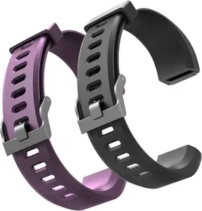 Id115Plus HR Very Fit Pro Bands Replacement Strap for Veryfitpro, Letscom, Lintelek Fitness Trackers - Purple and Black ZURURU