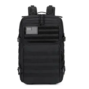 Military Tactical Backpack Large 3 Day Assault Pack 40L for Men Waterproof High-Density Fabric with USA Flag Patch Versatile Multi-Compartment Design for Hiking Daypacks, Gym Sports Bag, Travel, Fishing