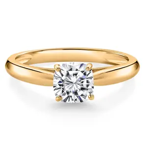 Gem Stone King 0.70 Cttw Lab Grown Diamond Engagement Ring for Women | Wedding Anniversary Promise Ring | DEF Color | VVS-VS Clarity | 10K Yellow Gold | 5MM Cushion Cut | Size 5, 6, 7, 8, 9