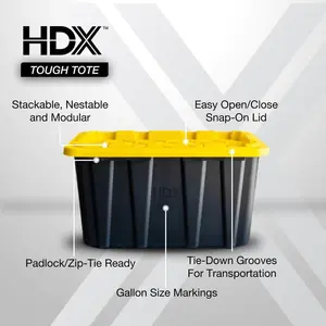 27 Gal. Tough Storage Tote in Black and Yellow
