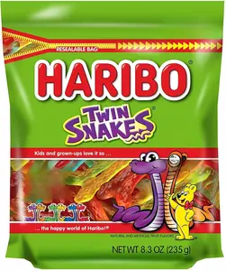 Gummi Candy, Twin Snakes Sweet & Sour Gummy Candy, 8.3 Ounce Resealable Share Size Stand Up Bag, Soft & Chewy Snacks, Assorted Fruity Flavors