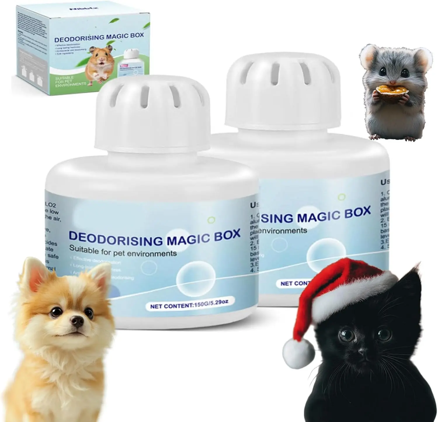 Pet Odor Eliminator Gel Fragrance Set - 10 Oz (Pack of 2) Compact Container, Home Supplies, Long-Lasting Natural Deodorizer for Cat Litter Box, Strong Smells