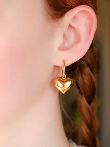 Puffed Heart Hoop Earrings
