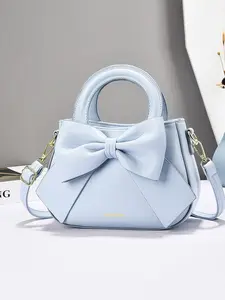 Ladies' bag with elegant bow design, Fashion elegant handbag, adjustable shoulder strap design, can be carried on one shoulder in various ways, three piece ladies' bag set, niche, light luxury, high-end feeling, ideal Valentine's Day gift
