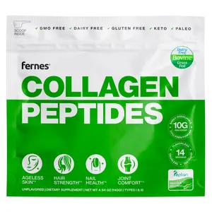 FERNES Collagen Peptides Joint & Bone Support, Hydrated Skin, Hair & Nail Growth for Women & Men Fitness - Grass Fed Bovine Hydrolyzed Type I,III Unflavored Keto Paleo Gluten Free Powder Protein Dietary Supplement Edible Colagen Healthcare
