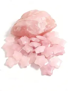 20mm Rose Quartz Star Set (3/5/8/12PCS) - Natural Healing Crystal for Love & Peace, Positive Energy Decor, Spiritual Gift, Home Office Decor