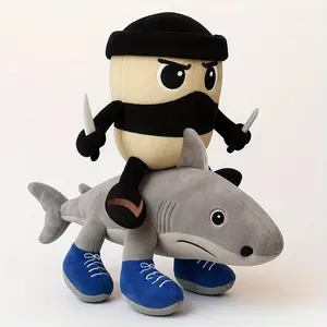 Assassin Capuccino Ninja Plush Toy Stuffed Animal, & Mixed Colors, Cute Coffee Cup Design with Headscarf Sword, Soft Home Decor Gift