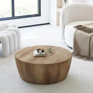 Round Coffee Table 30" Wooden Coffee Tables for Living Room Vintage Reversible Round Coffee Table,Mid Century Modern Coffee Tabl