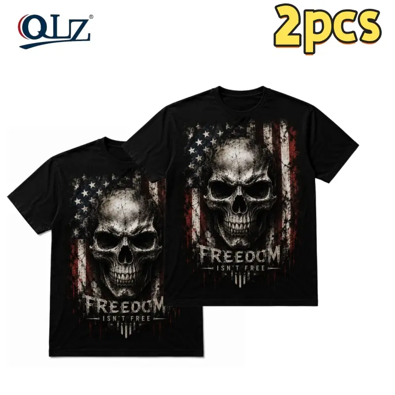 2pcs-Skull Custom Year Badass Generation T-shirt, - 100% Cotton Top Unisex Comfort Womenswear Menswear, Custom Classic Collar Love