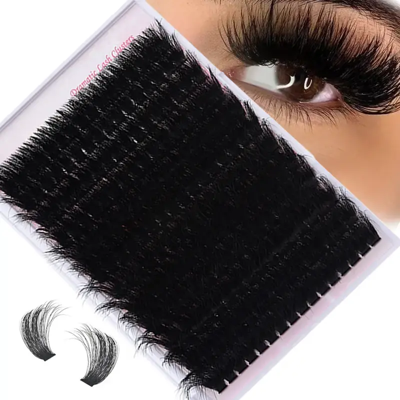 Eyelash Clusters Kit - 0.05mm D-Curl 16-25mm DIY Volume Eyelashes, 300D High-Density Gentle Plant Fibers Lashes for Beginners, Lightweight Easy Application Beauty Gift