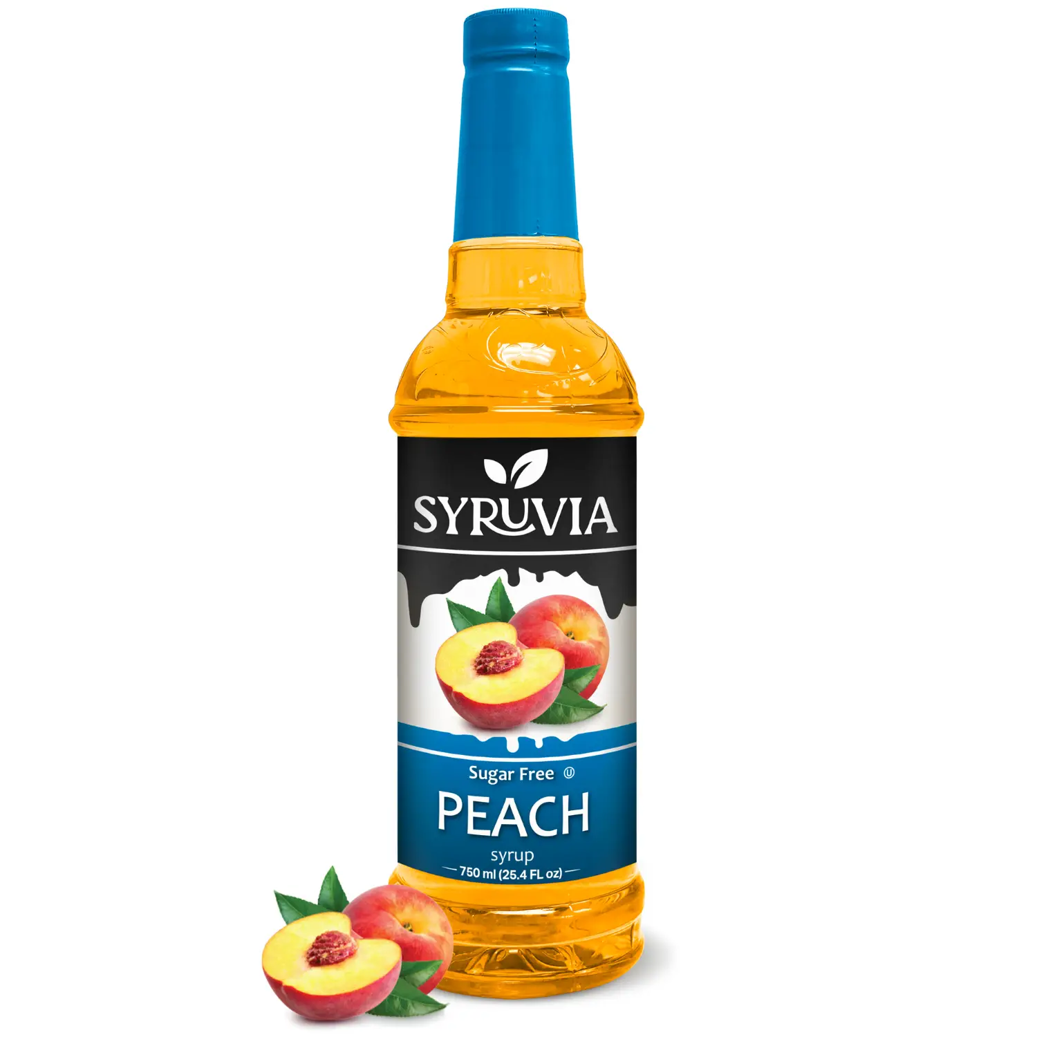 Syruvia Sugar Free Peach Syrup For Drinks 25.4 Ounces Peach Flavoring Syrup Beverage Sweet