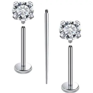 F136 Titanium 16/14g Cheek Dimple For Cheeks 14mm 16mm 19mm Flat Tongue Rings Extra Long Lip Labret With Changing Tool Pin Women Men