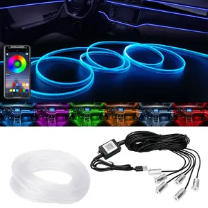 RGB Atmosphere Light, Decorative LED Strip, Gap Light, Car Fiber Optic Light, Romantic Mood Light, Gradient Strip, APP Controlled, USB Powered，Suitable for decorating car courtyard steps