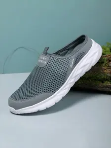 Men's Gray-White Mesh Plus Size Mule Casual Shoes, Slip On Mules, Breathable Comfort Style, Mesh Upper + Soft Non-Slip Sole + Mule Slip-On Design, Ideal for Plus Size Men's Daily Leisure & Light Outings, Walking Shoes