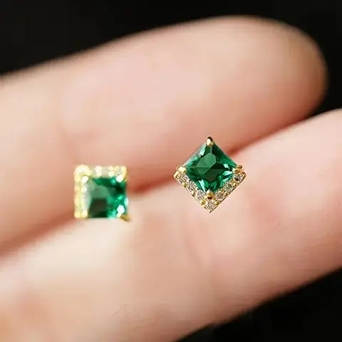 Elegant Square Artificial Zircon Stud Earrings, Fashionable Stud Earrings for Women & Girls, Trendy All-match & Exquisite Jewelry for Birthday Gift, Cubic Zirconia Studs, High Quality Earrings