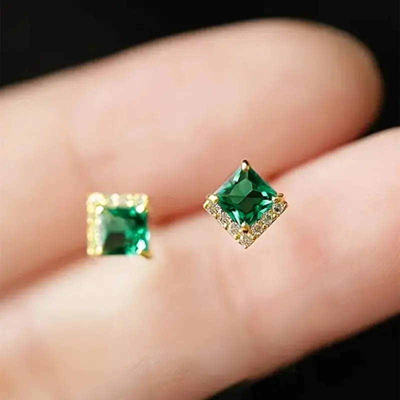 Elegant Square Artificial Zircon Stud Earrings, Fashionable Stud Earrings for Women & Girls, Trendy All-match & Exquisite Jewelry for Birthday Gift, Cubic Zirconia Studs, High Quality Earrings