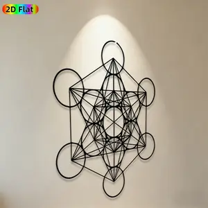 1pc Metatron's Cube Metal Wall Art Metatron's Cube Statue Mural, Ideal Gift for New Year, Christmas, Sacred Geometry Enthusiasts,  Metal Wall Decor Wall Sculptures, Perfect for Living Room Walls & Garden Fence Metatron's Cube Art Enthusiasts