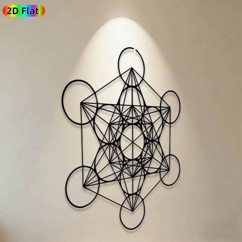 1pc Metatron's Cube Metal Wall Art Metatron's Cube Statue Mural, Ideal Gift for New Year, Christmas, Sacred Geometry Enthusiasts,  Metal Wall Decor Wall Sculptures, Perfect for Living Room Walls & Garden Fence Metatron's Cube Art Enthusiasts