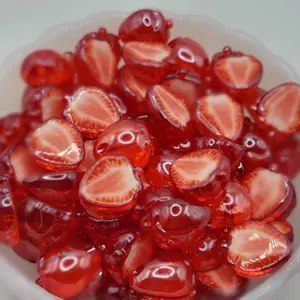 Resin strawberry bead,realistic;10 piece