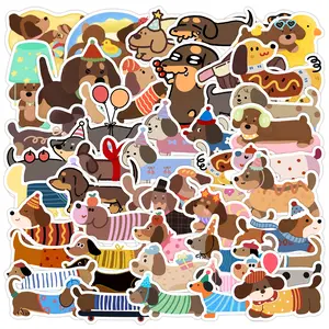 50pcs Cartoon Sausage Dog Graffiti Series Stickers, Suitable for Faith Based Designs Such As Scrapbooks, Diaries, Laptops, Water Bottles, Cars, Etc., Universal Car Sticker, As Gifts with Positive Information, Sticker Decals