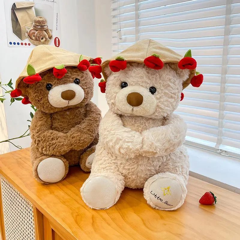 1PC Huggable Flower-Hugging Teddy Bear - Plush Fabric Stuffed Animal Toy with Roses, Valentine's Gift for Mother's Day & 2026 Graduation, Ideal for Wedding Decoration
