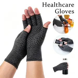 Half-Finger Arthritis Gloves, Compression Support Breathable Silicone Palm Anti-Slip, Ideal for Daily Wear, Office Commute, Comfortable and Durable, Durable Construction