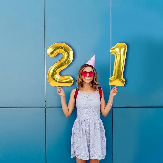 Number Balloons 16 Inch Baby Blue 0-9 Number Mylar Foil Balloons 10 Pcs Custom digitalal Balloons for Birthday Party Engagement Graduations Anniversary Baby Shower Decorations Party Supplies