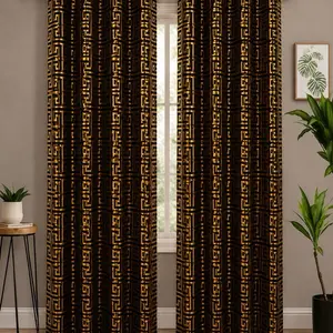 Golden Cleopatra Black & Gold Blackout Curtain Panel 53” x 84”