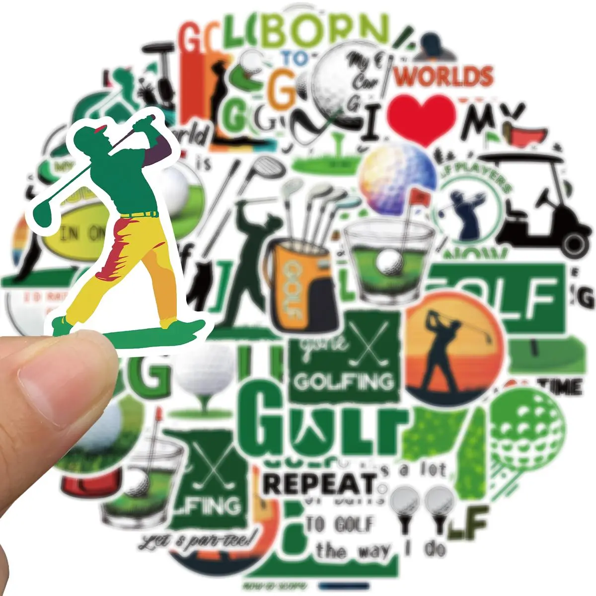 Golf Themed Sticker, 50pcs/set Funny Golf Sticker, Golfing Sticker, Golf Decorations for Party, Laptop Decals, Adhesive Decals, Golf Gift for Men & Women, Sticker Sheets, DIY Sticker, Stickers for Scrapbooking, DIY Decorative Stickers