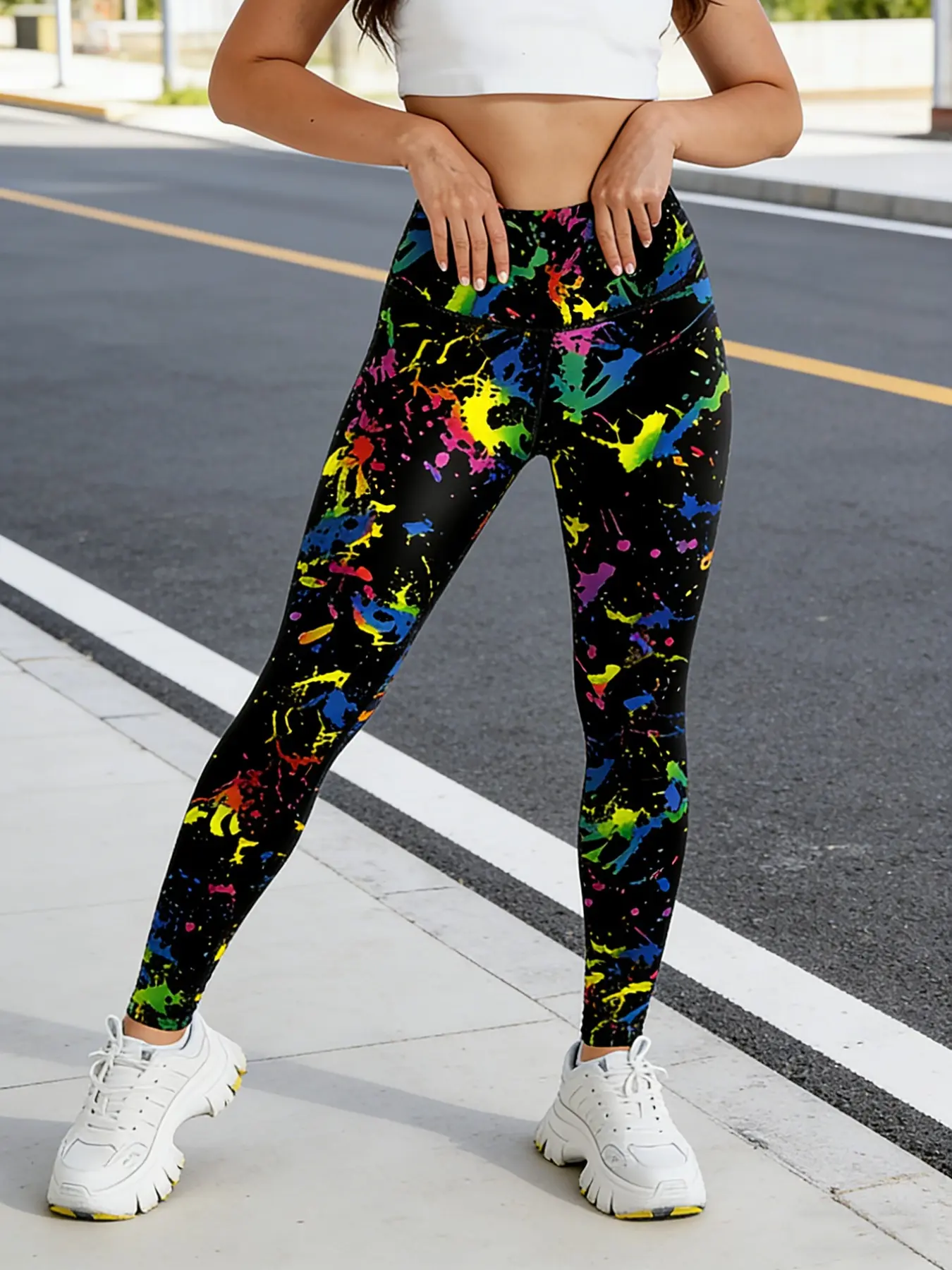 Colorful Printed Tight Yoga Leggings, Sport Casual Gym Outdoor, Daily Wear All Season High Waist Pants, High Waisted Leggings, Stretchy Workout Leggings, High Waist Activewear