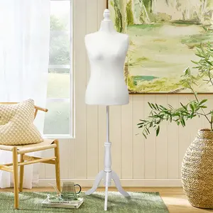 Female Dress Form Size , Medium Size Mannequin for Sewing and Display , Adjustable Height Torso Body with Upgraded Tripod Stand(14-16, White)