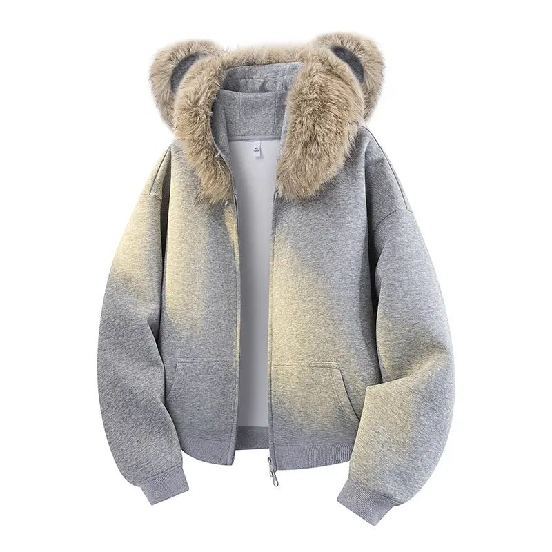 mens fur hoodie zip up - TikTok Shop
